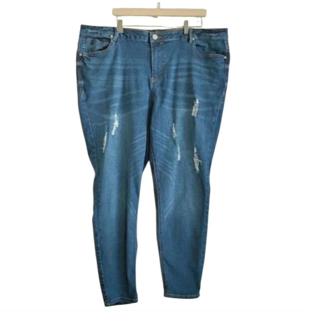 Eloquii Jeans Indigo Wash Distressed Sz 24 Casual Contemporary